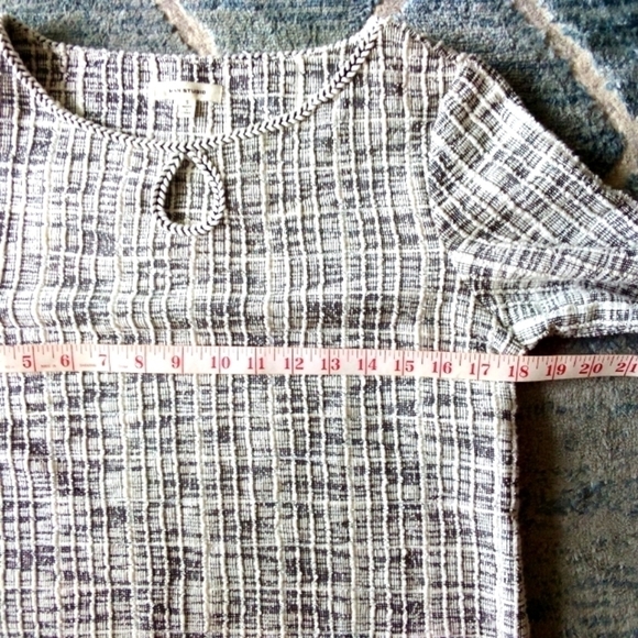 2 For $35 MAX Studio Norstroms Checker Knit top 3/4 Slv Black/wh  Sz S LIKE NEW - Picture 14 of 14